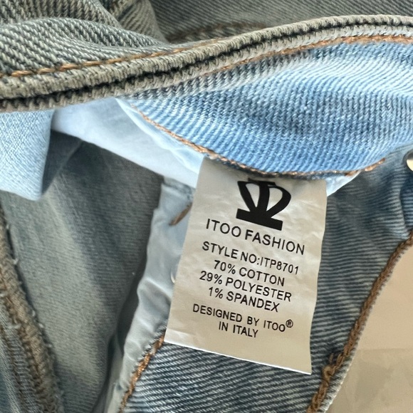 Light Blue Jeans Paisley Polyester Print on side of the Wide Leg Size: XS - Picture 10 of 10